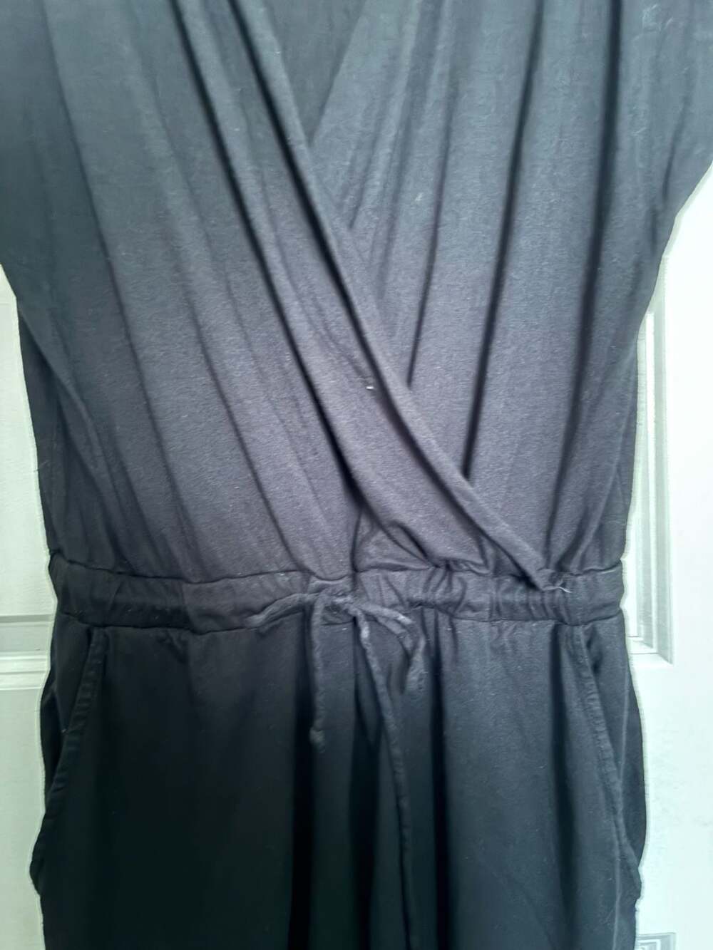 Michael Stars Black Surplice Neck Drawstring Romper size large